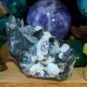 "Silver Penguin" silver pyrite on calcite